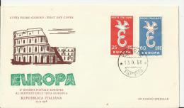 EUROPA 1958 – ITALY FDC “COLOSSEUM”  W 2 STS OF 25-60 L POSTM VERONA SEP 13, 1958 RE1001 - 1958