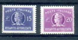 Repubblica 1949 1952 RECAPITO AUTORIZZATO ** MNH - Express/pneumatic Mail