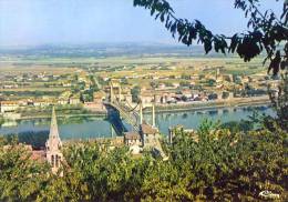 CP SERRIERES 07, Vue Générale - Pont Suspendu Sur Le Rhône - Serrières