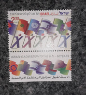ISRAEL 1999 50TH ANNIVERSARY ISRAELS ADMITTANCE TO THE UN MINT TAB STAMPS - Nuevos (con Tab)