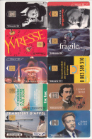 LOT DE 10 TELECARTES 50, ILLUSTREES DIFFERANTES, TIRAGES 1 000 000 Exp. FRANCAISE - Collections