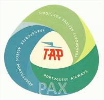 PORTUGAL ♦ TAP ♦ PORTUGUESE AIRWAYS ♦ VINTAGE LUGGAGE LABEL ♦ 2 SCANS - Baggage Labels & Tags