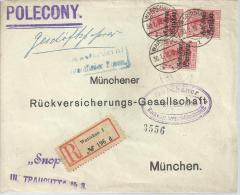 Polecony Lettre Recommandée 30/01/1918  Départ Warschau  Vers MÛNICH (cachet D´arrivée) - Macchine Per Obliterare (EMA)