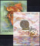 Meeresschnecken 1993 Fisch Goldbrasse Madagaskar Block 208+263 O 6€ Mollusken WWF M/s Fauna Bloc Fish Sheets Bf Malagasy - Used Stamps
