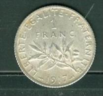 1 Franc Type Semeuse Année 1917  - Argent /silver - Pia4704 - 1 Franc