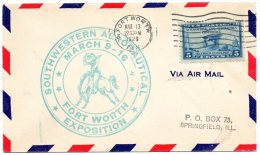 Fort Worth TX 1929 Air Mail Cover - 1c. 1918-1940 Covers