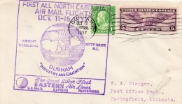 Durham NC 1937 Air Mail Cover - 1c. 1918-1940 Covers