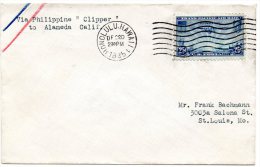 Via Philippine Clipper To Alameda Cal Honolulu HI 1935 Air Mail Cover - 1c. 1918-1940 Covers