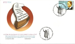 Turkey; Special Postmark 2002 42nd Turkish Language Festival And Commemorative Day For Yunus Emre - FDC