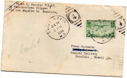 Via Los Angeles Cal Clipper To  Honolulu Hawaii 1940 Air Mail Cover - 1c. 1918-1940 Covers