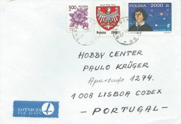Timbres - Stamps - Lettre Recommandée De La Pologne Au Portugal  - Timbre De Copernico E Deux Autres Différents - Astrology