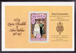 Barbuda MNH Scott #317 Souvenir Sheet $5 Royal Couple Silver Jubilee Overprinted For Royal Visit - Barbuda (...-1981)