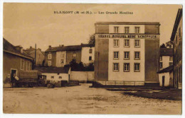 BLAMONT : " Les Grands Moulins " Vieux Camions Avec Publicité Moulins Blamont R Scheffler - Carte Bistre - Blamont