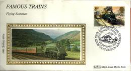 UNITED KINGDOM COVER FAMOUS TRAINS FLYING SCOTSMAN 17 P STAMP POSTMARKED 22-02-1985 LONDON READ DESCRIPTION!! - Lettres & Documents