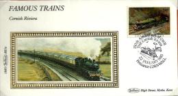 UNITED KINGDOM COVER FAMOUS TRAINS CORNISH RIVIERA 34 P STAMP POSTMARKED 22-02-1985 LONDON READ DESCRIPTION!! - Lettres & Documents