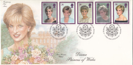 Great Britain FDC Scott #1795a Strip Of 5 Princess Diana Cancel: A Tribute To Diana, London - 1991-2000 Em. Décimales