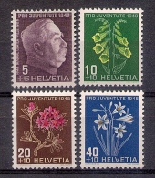 Switzerland 1948 -Ulrich Wille And Flowers - Unused Stamps