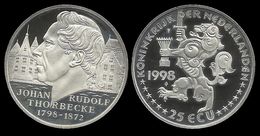 PAYS - BAS . JOHAN  RUDOLF  THORBECKE .  25 ECU . 1998 . - Monedas En Oro Y Plata