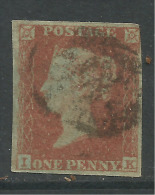 GB 1841 QV 1d Penny Red Imperf Blued Paper (I & K). ( G59 ) - Gebruikt