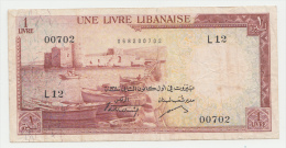 Lebanon 1 Livre 1961 VF+ P 55 - Liban