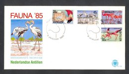 Mef172fb E172 FAUNA VOGELS FLAMINGO BIRDS VÖGEL AVES OISEAUX NEDERLANDSE ANTILLEN 1985 FDC # - Flamants