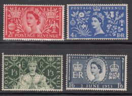 Great Britain  Scott No 313-16   Unused  Hinged   Year  1953 - Unused Stamps