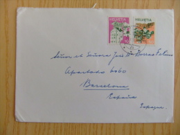 SUIZA SUISSE CARTA CIRCULADA  DE AUBONNE  A  BARCELONA 23 -12 - 1974 Yvert Nº 934 + 939 PAISAJES - Briefe U. Dokumente