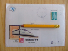 ENTERO POSTAL CIRCULADO ESPAÑA  1994              EXPOSICION  FILATELICA 94  Carta Numerada FERROCARRILES  EL AVE - 1931-....