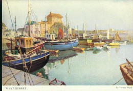 Mevagissey Cornwall Boat Harbor Painted By Vernon Ward - St.Ives