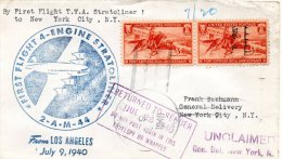 First Flight TWA Stratoliner Ney York 1940 Air Mail Cover - 1c. 1918-1940 Covers