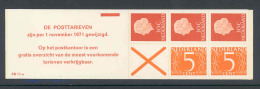 Nederland 1971 Queen Juliana Stamp Booklet MNH With Phosphor - Cuadernillos