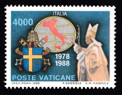 VATICANO 1989 - SELLO VIAJE DEL PAPA  A ITALIA DE 4000 LIRAS - Otros & Sin Clasificación