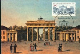 200 Jahre Brandenburger Tor 8.1.1991 Mit Sonderstempel Und Briefmarke Auf Der Vorderseite - Brandenburger Deur