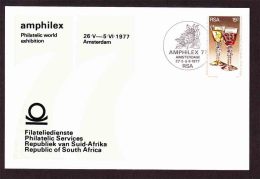 South Africa - 1977 - Amphilex Philatelic World Exibition - Protea / Wine - Date Stamp Card - Cartas & Documentos