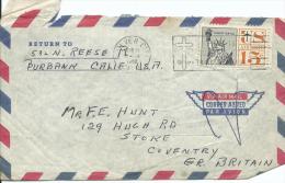 15 Cent Statue Of Liberty Airmail Used With Prevent TB Postmark Culver City Calif To Great Britain - Brieven En Documenten