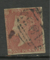 GB 1841 QV 1d Penny Red Imperf Blued Pmk 483 (Q & E).( G564 ) - Used Stamps