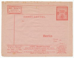 GERMANY PRIVATPOST BERLIN BERLINER VERKEHRSANSTALT HANSA (I) LETTER CARD # C K 7 MNH (1886) - Private & Local Mails