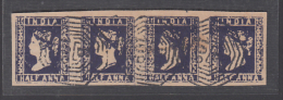 India  QV  1/a Lithograph  Realistic Forgery Strip Of  4 Stamps # 48671  Inde  Indien - Abarten Und Kuriositäten