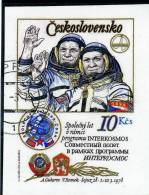 Flug Kosmonaut Remek 1979 CSSR 2493+Block 39 B II O 190€ Ungezähnt Rar Abart Typ II Space Bloc Sheet Of Tschechoslowakei - Abarten Und Kuriositäten