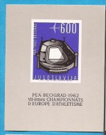 1962  X  BF-9  JUGOSLAVIJA SPORT EUROPEISCHE LEICHTATLETIK MAISTERSCHAFTEN EUROPA  BLOK  MNH - Blocks & Sheetlets