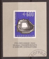 1962  X  BF-9  JUGOSLAVIJA SPORT EUROPEISCHE LEICHTATLETIK MAISTERSCHAFTEN EUROPA  BLOK   USED - Blocks & Sheetlets
