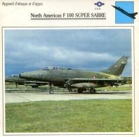 Fiche Aviation Appareil D'attaque Et D'appui North American F 100 SUPER SABRE - Aerei