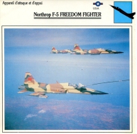 Fiche Aviation Appareil D'attaque Et D'appui Northrop F-5 FREEDOM FIGHTER - Airplanes