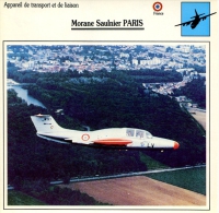 Fiche Aviation Appareil De Transport Et De Liaison Morane Saulnier PARIS - Aviones