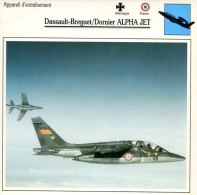 Fiche Aviation Appareil D'entraitement Dassault-Breguet - Dornier ALPHA JET - Vliegtuigen