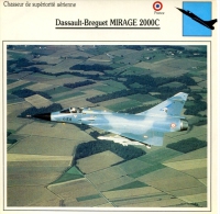 Fiche Aviation Chasseur De Supérioté Aérienne Dassault-Breguet MIRAGE 2000C - Vliegtuigen