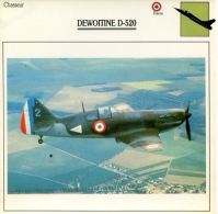 Fiche Aviation Chasseur DEWOITINE D-520 - Aviones