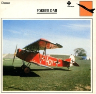 Fiche Aviation Chasseur FOKKER D VII - Airplanes