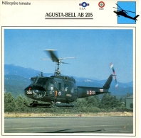 Fiche Aviation Hélicoptère Terrestre AGUSTA-BELL AB 205 - Aviones