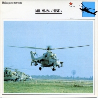 Fiche Aviation Hélicoptère Terrestre MIL MI-24 HIND - Vliegtuigen